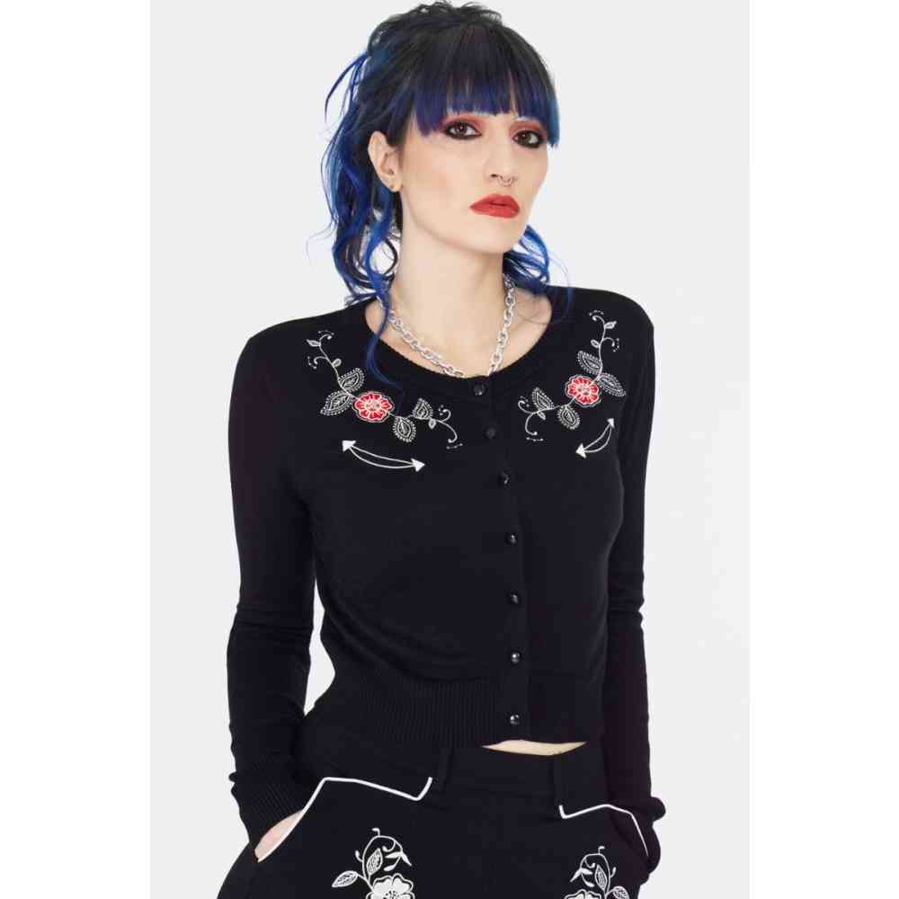 Jawbreaker - Western Flowers Embroidery Cardigan - Noir